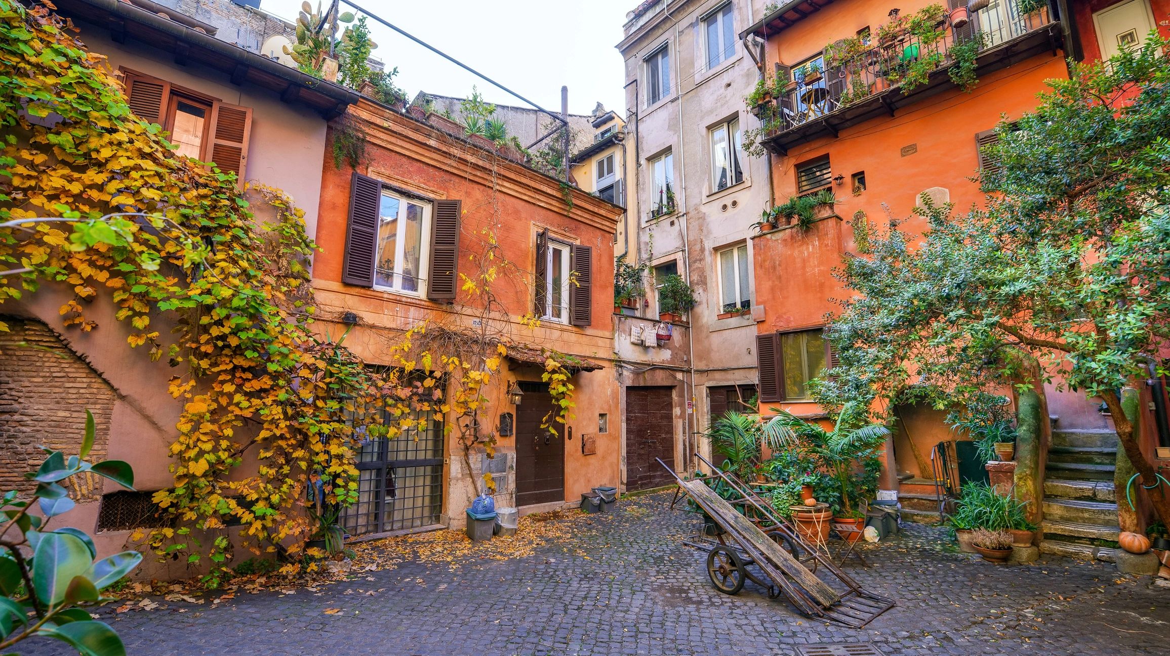 Rome alleyway with warm light