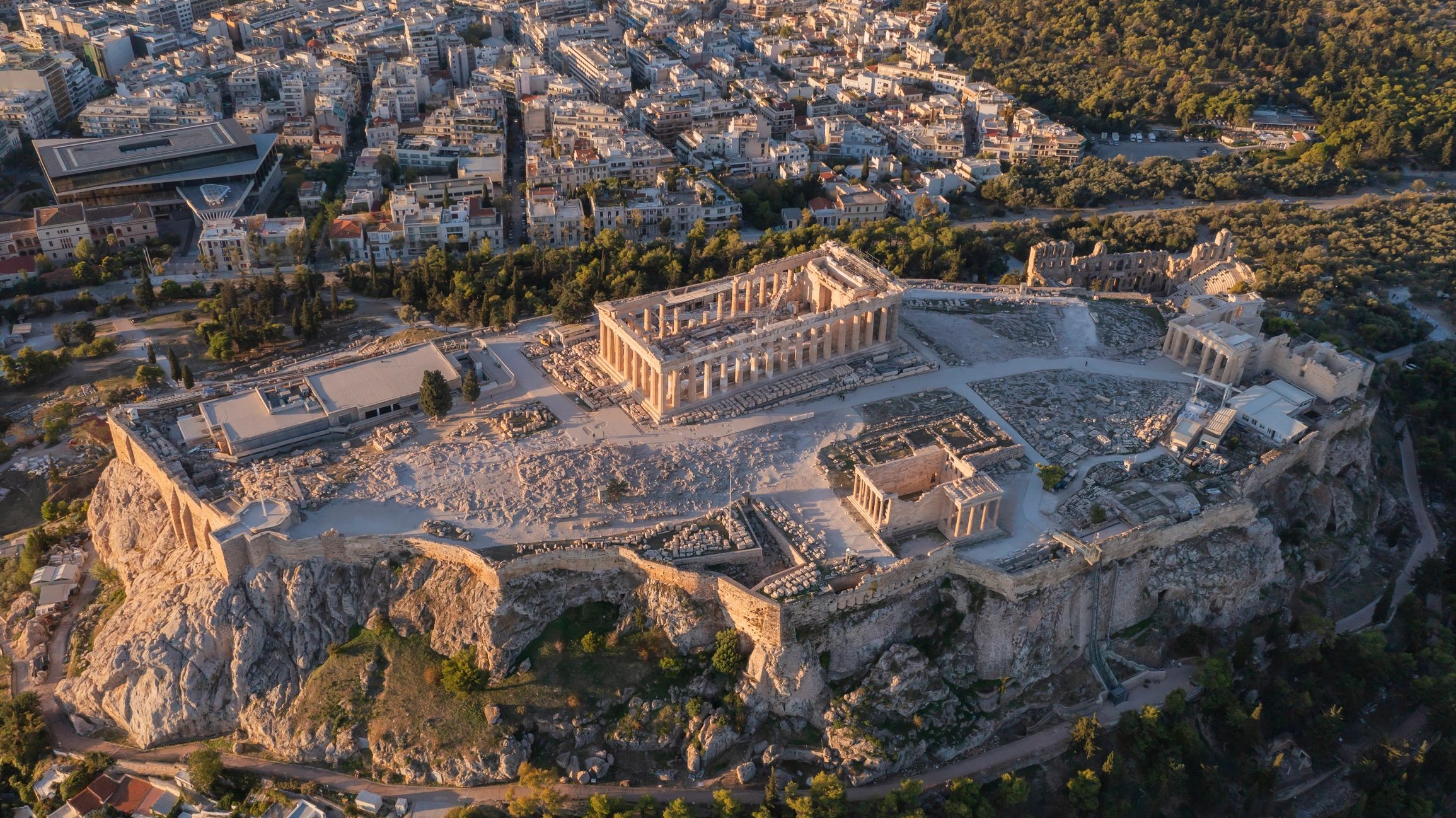 Acropolis of Athens during golden hour
