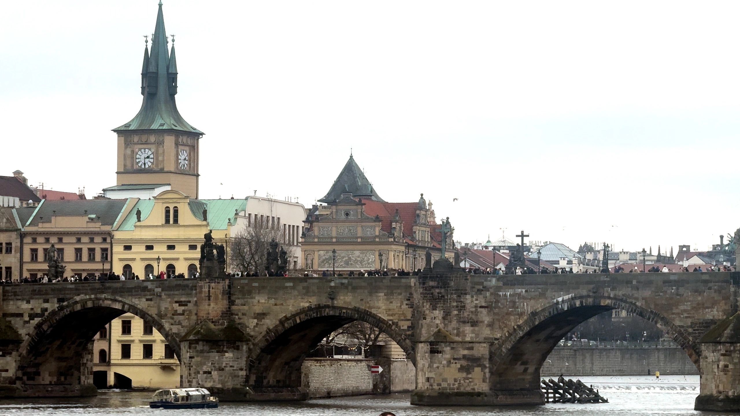 Charles Bridge and Prague skyline over the Vltava River